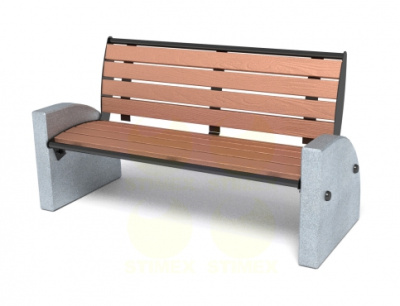 Диван городской уличный D6 с боковинами из архитектурного бетона 1700x700x800 мм