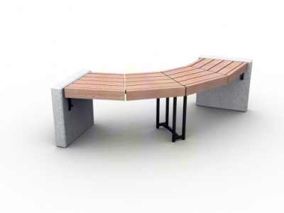 Скамья уличная парковая C7-450mm 1860x450x450 мм архитектурный бетон