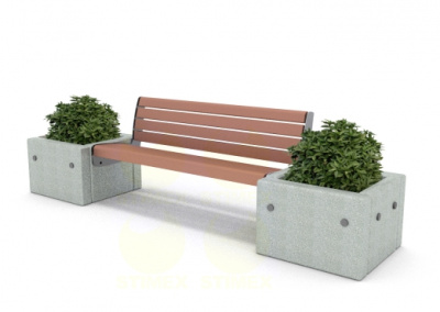 Диван городской уличный D45 с боковинами из архитектурного бетона 2800x650x800 мм