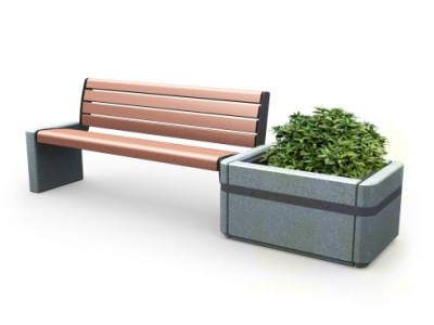 Диван городской уличный D16M1 (Д16М1) с боковинами из архитектурного бетона 2410x650x800 мм