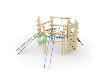 Гимнастический комплекс 4300х5800х2900мм Древесина: лиственница. Покрытие: светлый дуб.