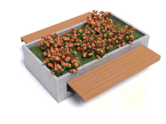 Цветочница со скамьей ЦВ1+2хС712 2400х2400х600 мм