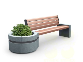 Диван городской уличный D17M1 (Д17М1) с боковинами из архитектурного бетона 2330x750x800 мм